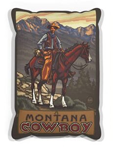 montana ranch hand canvas throw pillow for couch or sofa at home & office from travel artwork by artist paul a. lanquist 13" x 19".
