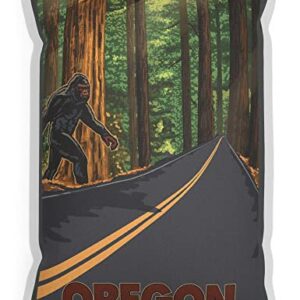 Bigfoot Highway Crossing Oregon Canvas Throw Pillow for Couch or Sofa at Home & Office from Travel Artwork by Artist Paul A. Lanquist 13" x 19".