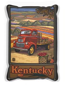 kentucky truck canvas throw pillow for couch or sofa at home & office from travel artwork by artist paul a. lanquist 13" x 19".