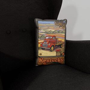 Kentucky Truck Canvas Throw Pillow for Couch or Sofa at Home & Office from Travel Artwork by Artist Paul A. Lanquist 13" x 19".