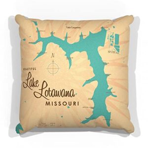 lake lotawana missouri map canvas throw pillow for couch or sofa at home & office by lakebound 18" x 18".