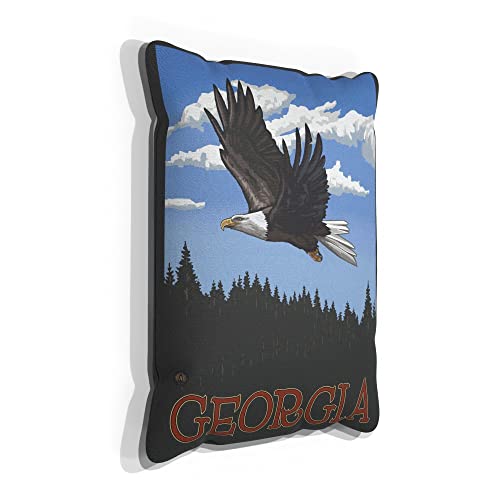 Georgia Eagle Soaring Forest Canvas Throw Pillow for Couch or Sofa at Home & Office from Travel Artwork by Artist Paul A. Lanquist 13" x 19".