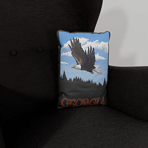 Georgia Eagle Soaring Forest Canvas Throw Pillow for Couch or Sofa at Home & Office from Travel Artwork by Artist Paul A. Lanquist 13" x 19".