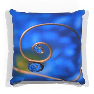 blue chrysanthemuns in dew drops canvas throw pillow for couch or sofa at home & office from photograph by steve terrill 18" x 18".