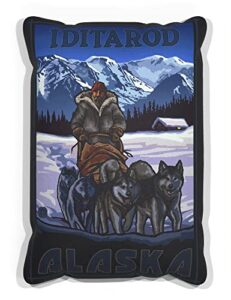 iditarod alaska sled dogs canvas throw pillow for couch or sofa at home & office from travel artwork by artist paul a. lanquist 13" x 19".