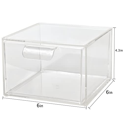 ImpiriLux Cosmetic Organizer Drawer Set | Set of Two Clear Stackable Plastic Makeup Drawers | Elegant Storage Solution for Bathrooms and Vanities