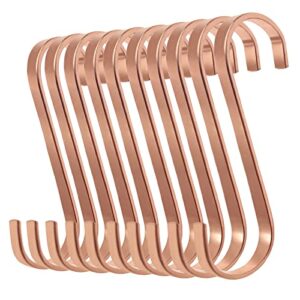 weyeen 10pcs rose golden s hooks 4.7 inch，stainless steel heavy duty s hooks for kitchen utensils, plants, pot, pan, cups and towels