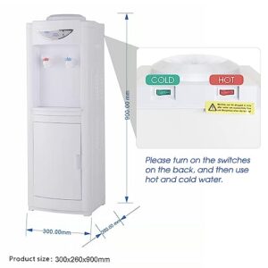 Axonl Water Cooler, 3/5 Gallon Water Bottle Top Loading Water Dispenser, Children Safety Lock Hot & Cool Water Dispenser with Storage Cabinet AXVWD02AWT