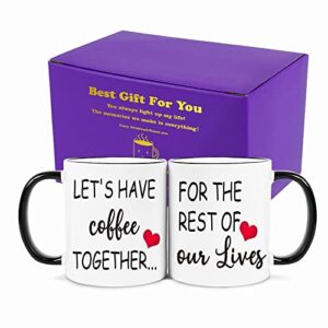 fatbaby lets have coffee together for the rest of our lives coffee mug set,engagement gifts for couples,mr and mrs wedding gift for couple,bridal shower engaged bride and groom couples mugs