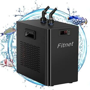 42 gal aquarium chiller, 1/10 hp fish tank water chiller with quiet design compressor, refrigeration for hydroponic system axolotl jellyfish coral reef 160l black