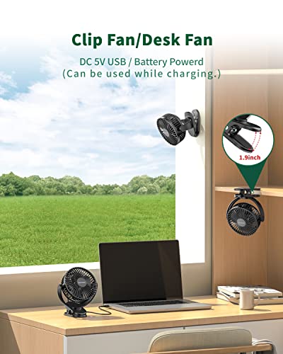 Dorobeen Clip Fan, 6 Inch Mini Quiet Desk Fan, 5000mAh USB Rechargeable Battery Operated Clip on Fan, USB Desk Fan, Portable Personal Small Fan For Desk,Office,Golf Cart