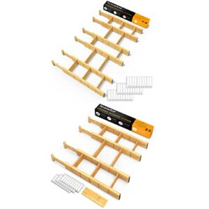 spaceaid bamboo drawer dividers with inserts and labels, 6 dividers with 12 inserts (17-22 in), 4 dividers with 9 inserts (17-22 in)