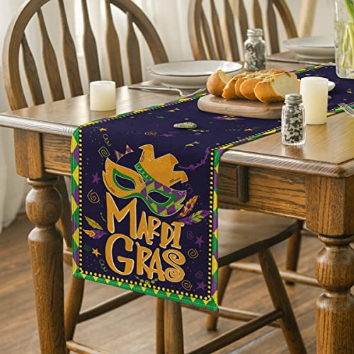 Artoid Mode Mask Carnival Mardi Gras Table Runner, Seasonal Festival Holiday Kitchen Dining Table Decoration for Indoor Outdoor Home Party Decor 13 x 72 Inch