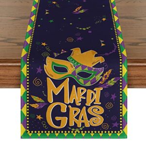 artoid mode mask carnival mardi gras table runner, seasonal festival holiday kitchen dining table decoration for indoor outdoor home party decor 13 x 72 inch