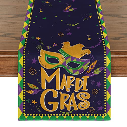 Artoid Mode Mask Carnival Mardi Gras Table Runner, Seasonal Festival Holiday Kitchen Dining Table Decoration for Indoor Outdoor Home Party Decor 13 x 72 Inch