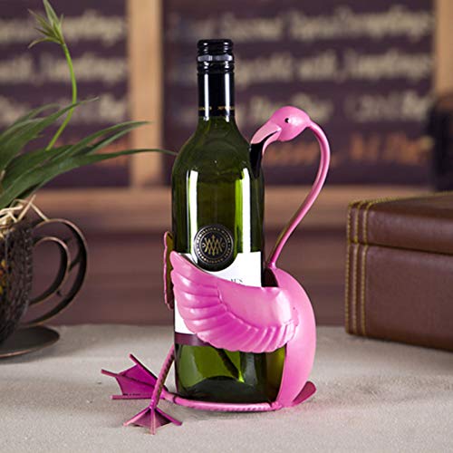 Kavolet Wine Holder, Flamingo Shape Wine Bottle Holder Tabletop Decor Wine Rack, Metal Sculpture Wine Holder Stand, Crafts Ornament for Home Kitchen