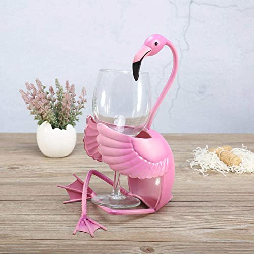 Kavolet Wine Holder, Flamingo Shape Wine Bottle Holder Tabletop Decor Wine Rack, Metal Sculpture Wine Holder Stand, Crafts Ornament for Home Kitchen