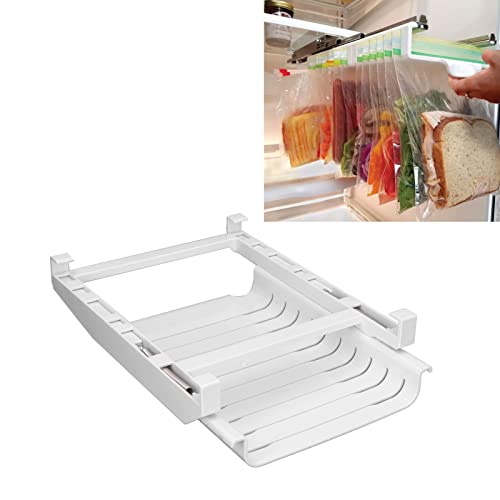 Ziplock Bag Hanging Storage Rail Rack, Fridge Shelf Holder Clip Sliding Rail Tray Save Space for Fridge