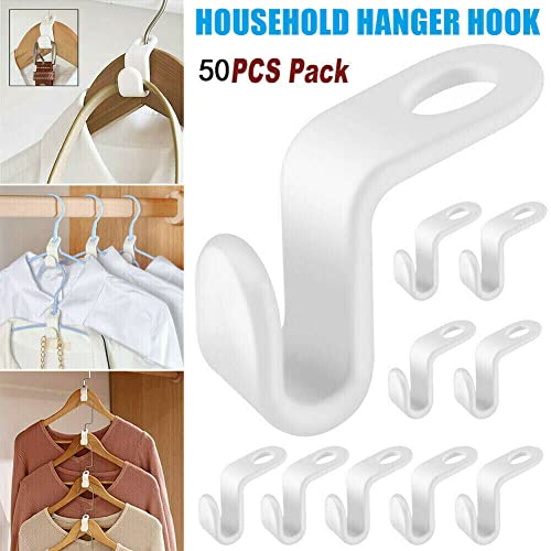 WYBF 50Pcs Clothes Hanger Connector Hooks - Drop Connecting Hanger Hooks,Space-Saving Hanger Extender Clips,Outfit Hangers Suitable for Christmas Home Bedroom Decorations