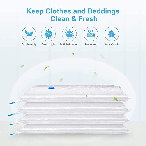 15 Packs Vacuum Storage Bags (5 Jumbo/5 Large/5 Small) - EWEIMA Space Saver Vacuum Storage Bags with Free Hand Pump, Compression Storage Bags for Clothes Comforters Blankets Beddings