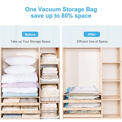 15 Packs Vacuum Storage Bags (5 Jumbo/5 Large/5 Small) - EWEIMA Space Saver Vacuum Storage Bags with Free Hand Pump, Compression Storage Bags for Clothes Comforters Blankets Beddings