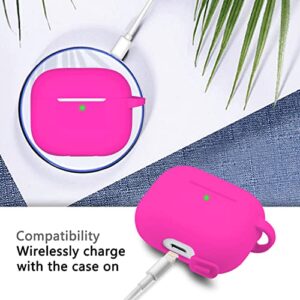 MHYALUDO AirPods 3 Case Cover, Soft Silicone Protective Case Skin for Airpods 3rd Generation 2021 Charging Case with Keychain，Front LED Visible-Rose Pink