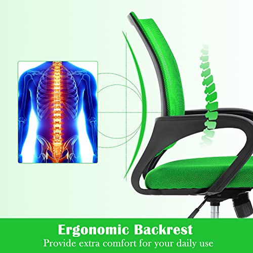 Desk Chair Home Office Chair with Lumbar Support& Armrest, Adjustable Ergonomic Mid Back Computer Chair Executive Rolling Swivel Mesh Office Desk Chairs for Adults, Green