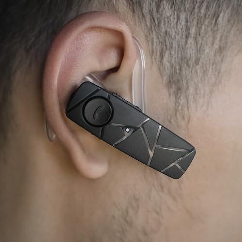 TELLUR VOX 60 Bluetooth Headset, Handsfree Earpiece, BT v5.2, Multipoint Two Simultaneous Connected Devices, 360° Hook for Right or Left Ear, iPhone and Android, Car Charger Included