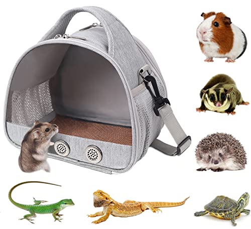 YUDODO Hedgehog Carrier Guinea Pig Carrier Bag Hamster Rat Pouch Gerbil Sugar Glider Portable Pet Travel Handbag Small Animal Carrier Flying Squirrel Carrier (Grey)