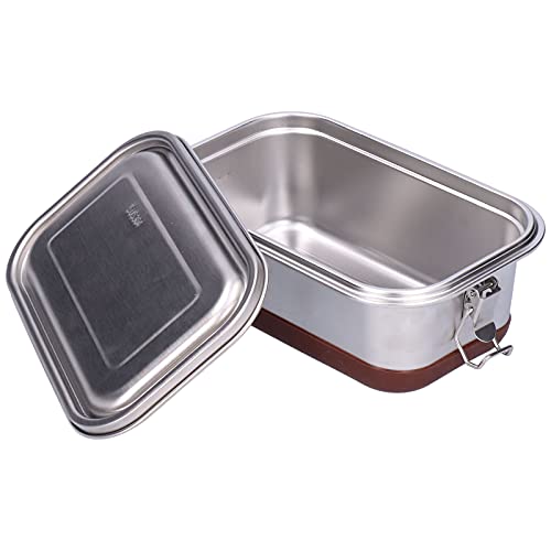 Food Container, Stainless Steel Food Container Bento Lunch Box Waterproof Leakproof Bento Box for Office Camping(Without Compartment)