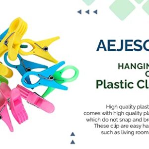 AEJESOP Clothing Pin Set, Towel Clips Chair Clips Towel Holder,Plastic Clothes Pegs Hanging Clip, Clothes Pins - Pack of 12