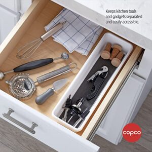 Copco Basics Drawer Organizer, 12.81 x 3.81 x 2.1-Inches, White/Charcoal Gray