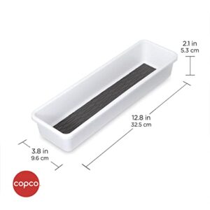 Copco Basics Drawer Organizer, 12.81 x 3.81 x 2.1-Inches, White/Charcoal Gray