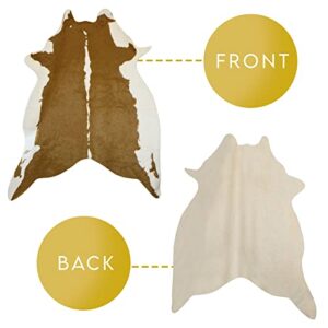 SHOMINY Faux Cowhide Rug - Small Cow Hide Area Rug - Fake Cow Hides and Skins Rug - Ideal for Living Room Office & Bedroom - Soft Backing - Helps Protect Floors - Brown & Beige 5x6ft