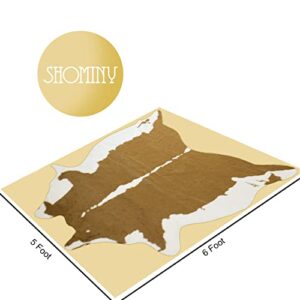 SHOMINY Faux Cowhide Rug - Small Cow Hide Area Rug - Fake Cow Hides and Skins Rug - Ideal for Living Room Office & Bedroom - Soft Backing - Helps Protect Floors - Brown & Beige 5x6ft