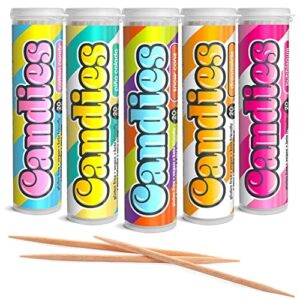 xero picks - infused flavored toothpicks for long lasting fresh breath - variety packs (candies, 5 pack)
