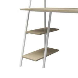 Novogratz Bushwick Ladder Desk, Pale Oak on White Metal