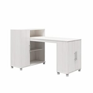 systembuild evolution camberly hobby & craft desk w/storage cabinet in ivory oak