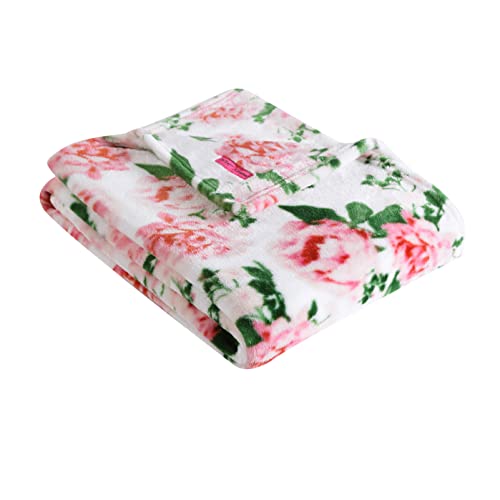 Betsey Johnson Home | Plush Collection | Throw - Ultra-Soft & Cozy Fleece, Lightweight & Luxuriously Warm, Perfect for Bed or Couch, Blooming Roses 50 x 70