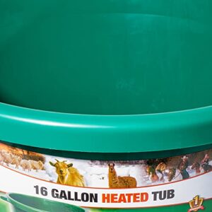 Farm Innovators HT-200 16 Gallon Plastic Heated Livestock Pet Farm Animal Water Bucket Tub with Hidden De-Icer Heating Element, Green (2 Pack)