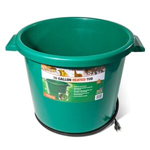 Farm Innovators HT-200 16 Gallon Plastic Heated Livestock Pet Farm Animal Water Bucket Tub with Hidden De-Icer Heating Element, Green (2 Pack)