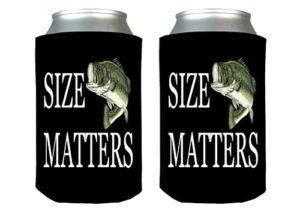funny fishing size matters joke collapsible beer can bottle beverage cooler sleeves 2 pack