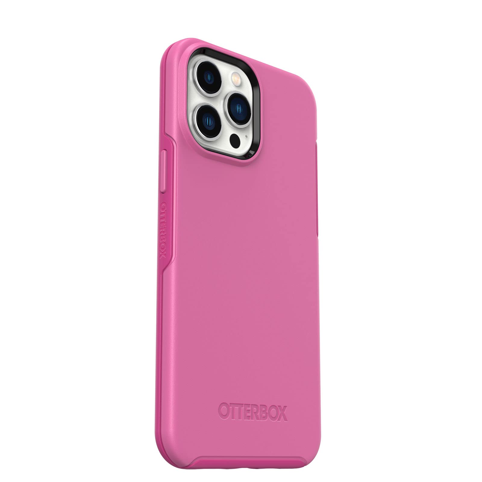 OtterBox iPhone 13 Pro Max and iPhone 12 Pro Max Symmetry Series+ Case - Strawberry Pink , ultra-sleek, snaps to MagSafe, raised edges protect camera & screen