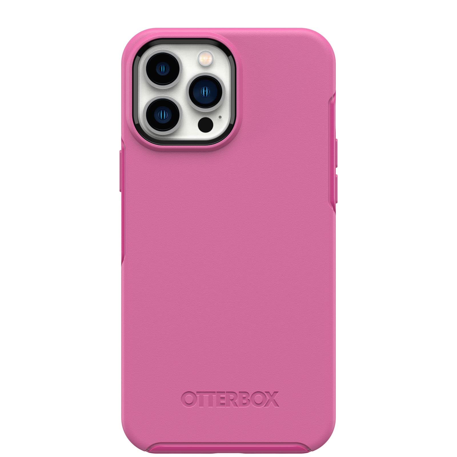 OtterBox iPhone 13 Pro Max and iPhone 12 Pro Max Symmetry Series+ Case - Strawberry Pink , ultra-sleek, snaps to MagSafe, raised edges protect camera & screen