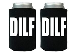 funny dilf collapsible beer can bottle beverage cooler sleeves 2 pack