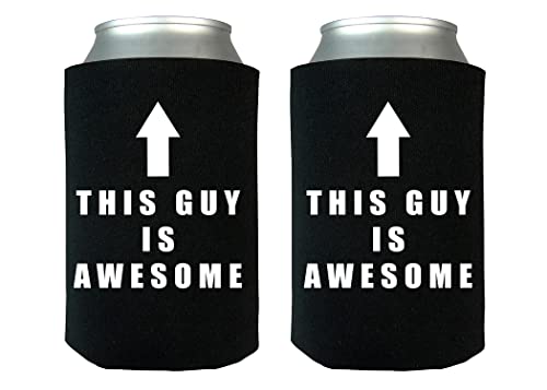 Funny This Guy is Awesome Collapsible Beer Can Bottle Beverage Cooler Sleeves 2 Pack