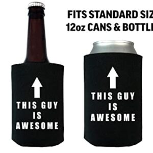 Funny This Guy is Awesome Collapsible Beer Can Bottle Beverage Cooler Sleeves 2 Pack