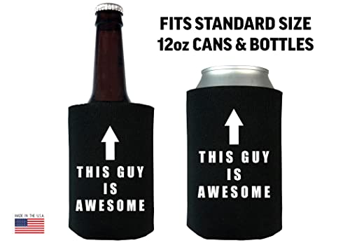 Funny This Guy is Awesome Collapsible Beer Can Bottle Beverage Cooler Sleeves 2 Pack