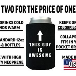 Funny This Guy is Awesome Collapsible Beer Can Bottle Beverage Cooler Sleeves 2 Pack