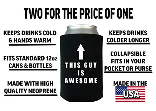 Funny This Guy is Awesome Collapsible Beer Can Bottle Beverage Cooler Sleeves 2 Pack